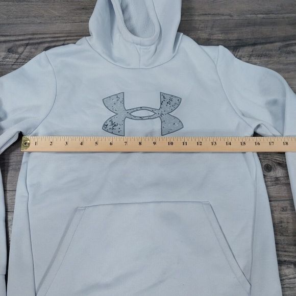 Under Armour Storm Sweatshirt Youth Medium Hoodie Cold Gear Gray Pullover Logo - Picture 5 of 6
